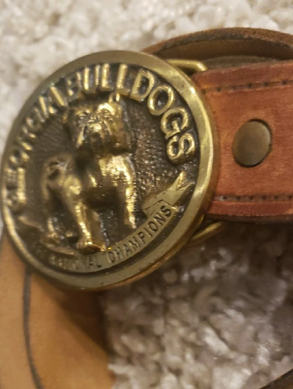 1980 Georgia Bulldogs Brown Leather Belt with Brass Buckle